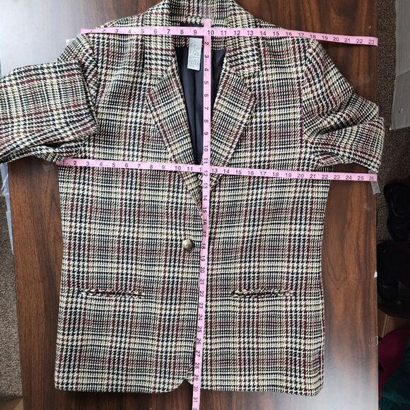 Sag Harbor Plaid Blazer Wool Blend Houndstooth Eclectic Grandpa Jacket Size 14 - Picture 7 of 16